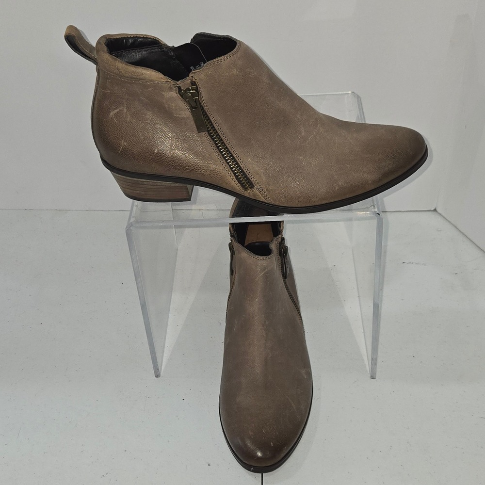 Paul Green Munchen Womens 6.5 Brown Leather Ankle Booties Zip Made in Austria